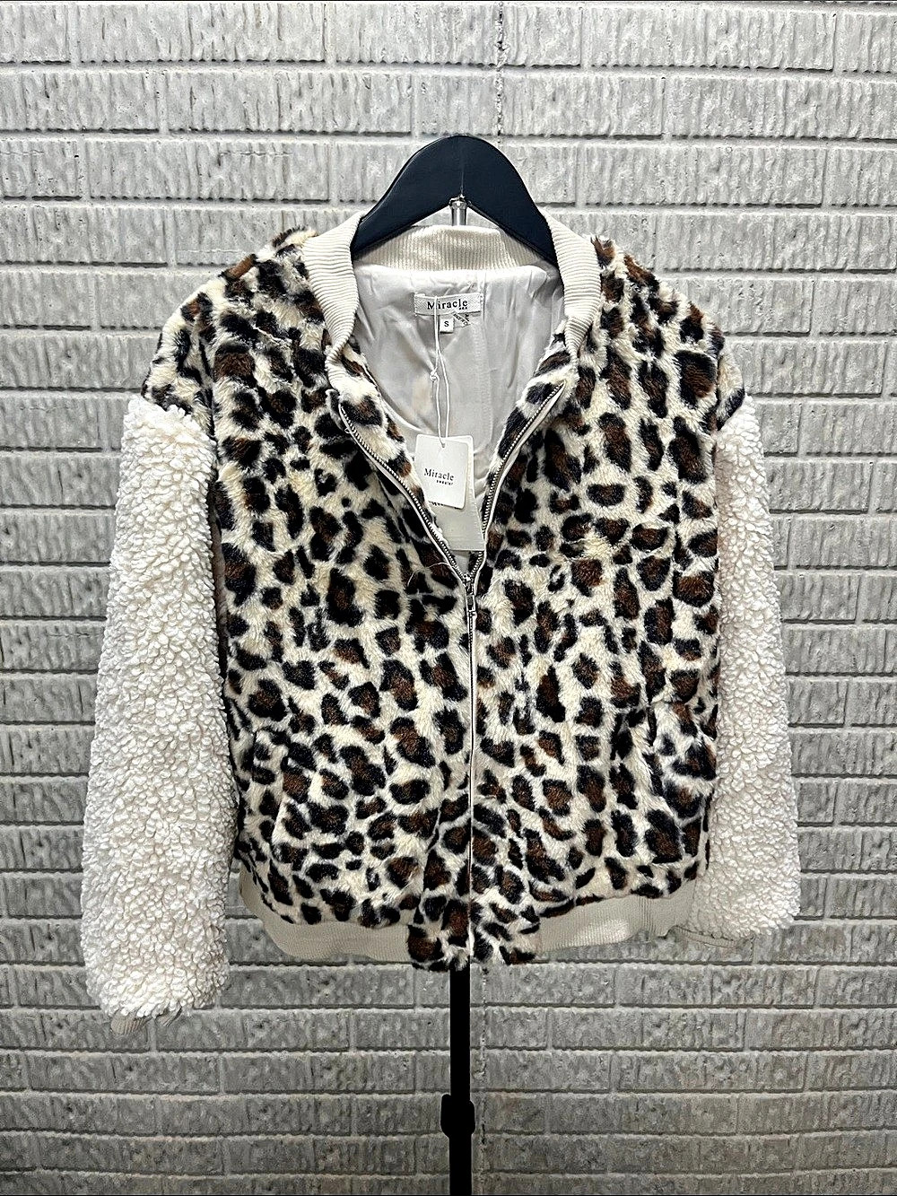 Miracle Leopard Print Teddy Jacket Size Small NWT